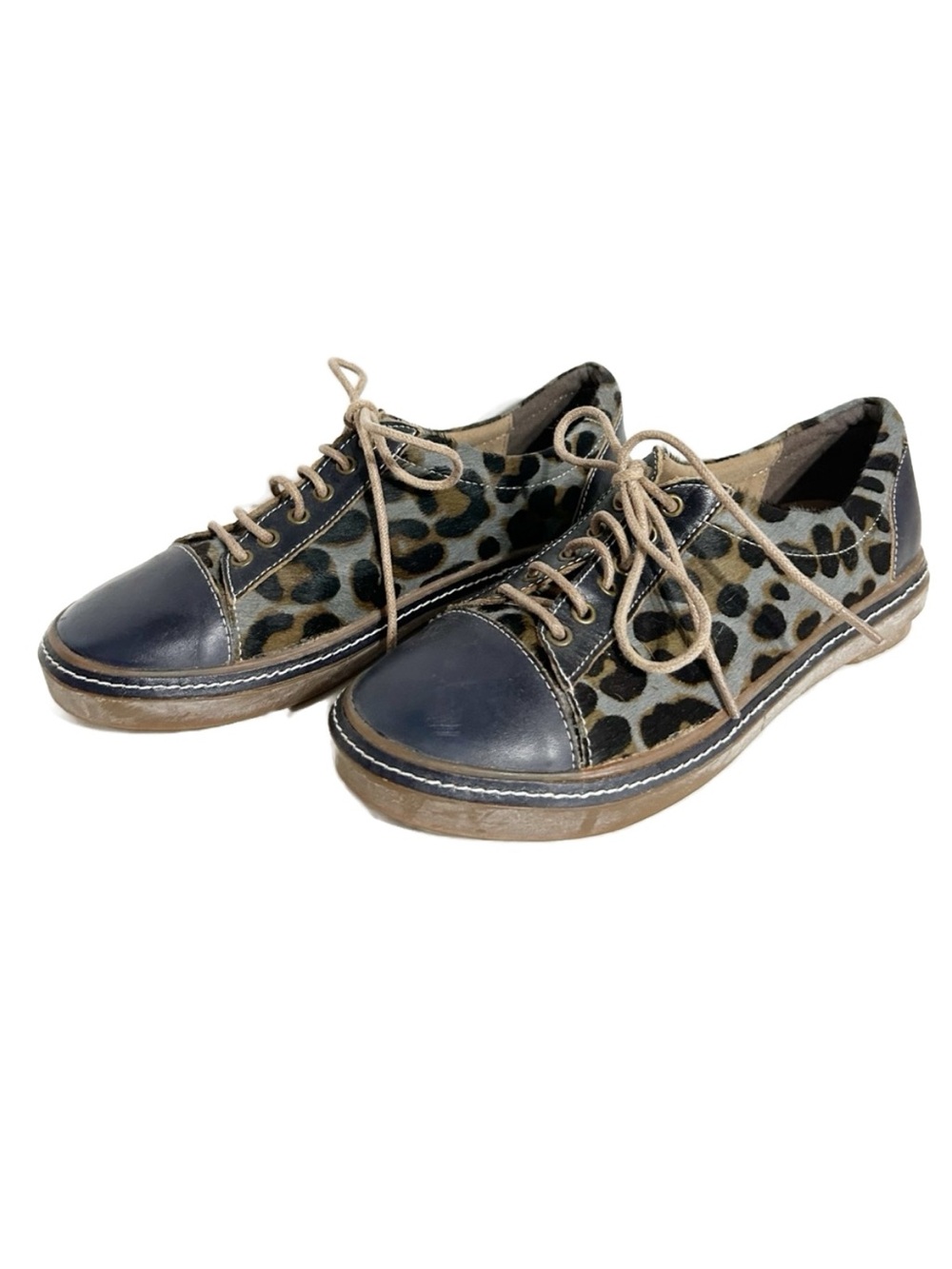 L’Artiste Libbi Leopard Lace Up Sneakers Leather Hair-On Hide EU 36 US 5.5-